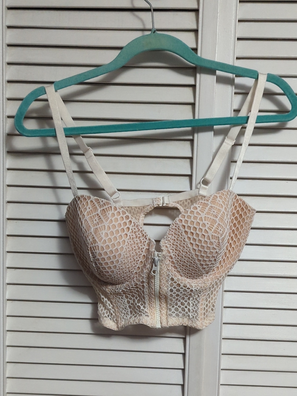 "Victoria's Secret" Cream Lace Longline Bustier with Front Zip